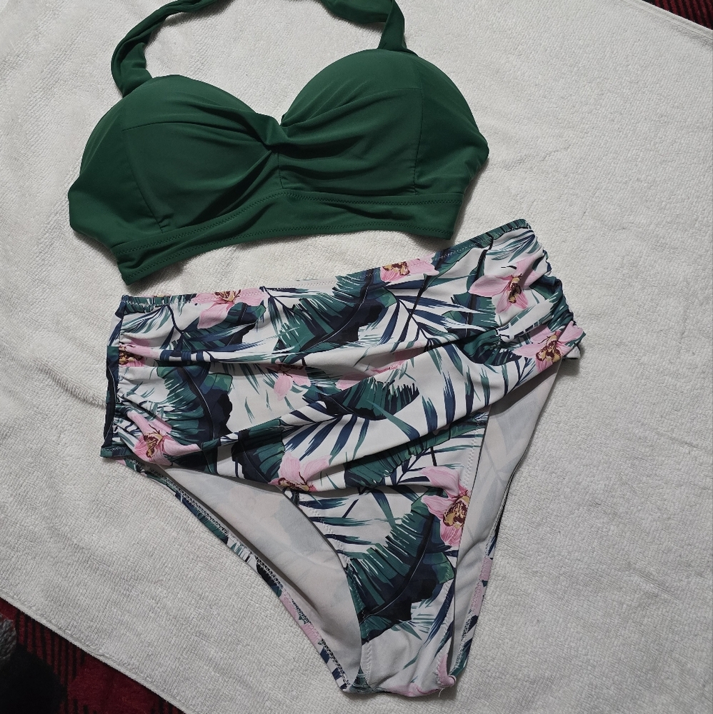 High Waisted Halter Top Bikini Set
